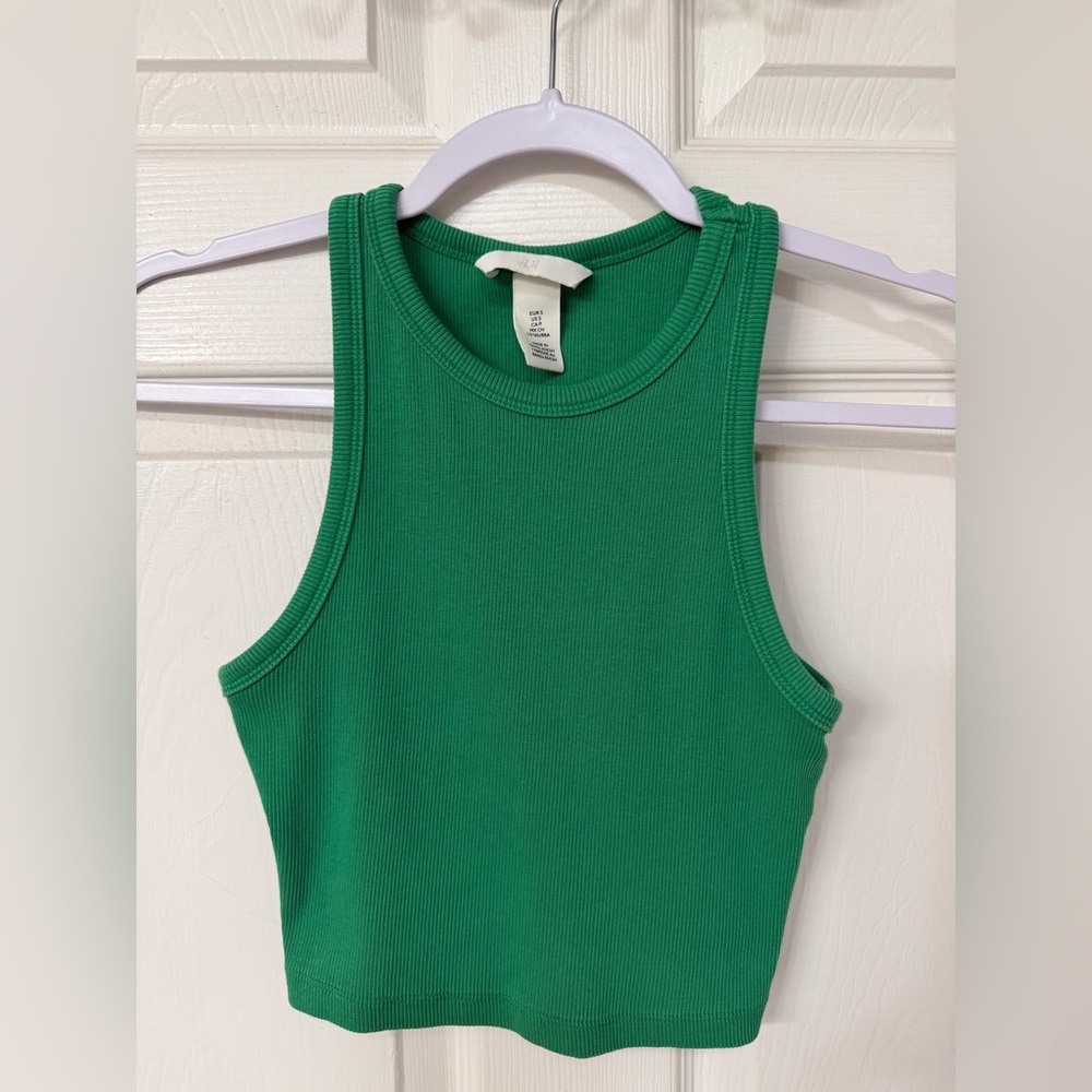 H&M Green Ribbed Tank Top